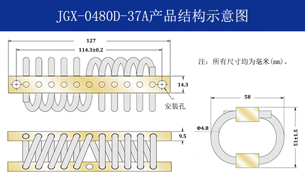 JGX-0480D-37A多應用鋼絲繩隔振器結(jié)構