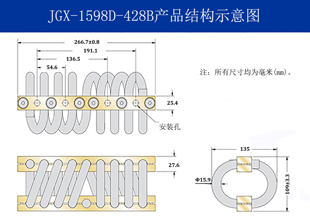 JGX-1598D-428B多應用鋼絲繩隔振器結(jié)構(gòu)